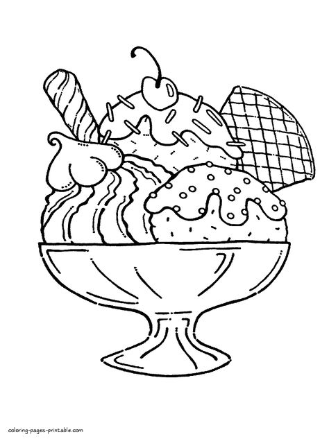 A large portion of ice cream coloring page Ice Cream Coloring, Ice Cream Coloring Pages, Futurisme Retro, Food Coloring Pages, Truck Coloring Pages, An Ice Cream, Ice Cream Sundae, Coloring Pages To Print, Digi Stamps