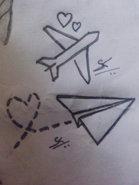 How To Draw A Paper Plane, Aesthetic Airplane Drawing, Aeroplanes Drawing, Simple Aeroplane Drawing, Paper Air Plane Drawing, Aeroplane Drawing Aesthetic, Airplane Doodle Easy, Paper Aeroplane Drawing, How To Draw Aeroplane