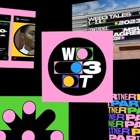 Studio SizeⓈ on Instagram: "Web3 Tales is a conference featuring some of the world’s brightest minds in Web3. 

We designed their visual identity, website, motion design, social media guidelines, and an extensive list of materials such as venue wayfinding signage, print materials, keynotes, and fun giveaway items like wearables and stickers.

The idea was to create an identity that will reflect the event’s forward-thinking nature and generate excitement. Our approach centered on motion design, seamlessly integrating it with the core branding elements. Inspired by UI elements and Web3 interactivity, we developed a look that is both futuristic and engaging.

@web3tales.io 

#brandingdesin #identitydesign #brandidentity #brandinginspiration #motiondesign #visualidentity #graphicdesign #typogr Charter Design Ideas, Pixel Brand Identity, Conference Branding Ideas, Game Branding Design, Event Branding Design Visual Identity, Branding Studio Design, Event Visual Identity, Visual Brand Identity Design, Motion Guidelines