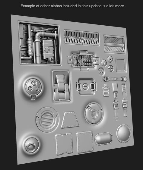 ArtStation - 350 Hard surface sci-fi Alpha/Height VOL 2 [UPDATE03], Jonas Ronnegard Sci Fi Greeble, Sci Fi Furniture, Sci Fi Floor, Scifi Decor, Sci Fi Props, Hard Surface Modeling, Zbrush Tutorial, Spaceship Interior, 3d Modeling Tutorial