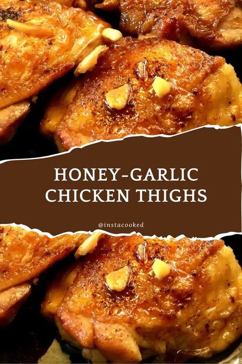 Delicious Honey-Garlic Chicken Thighs Recipe | Quick & Easy Slow Cooked Chicken Thighs, Garlic Chicken Thighs, Red Lentil Soup Recipe, Chicken Thights Recipes, Honey Garlic Chicken Thighs, Vegetables Rice, Slow Cooker Chicken Thighs, Chicken Thighs Recipe, Thighs Recipe