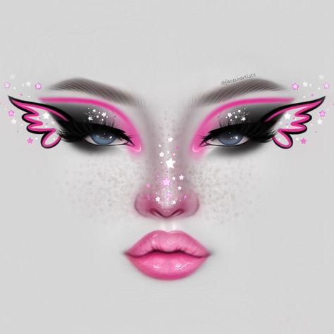 Cutesy Makeup, Makeup Drawings, Edgy Eye Makeup, Digital Face, Makeup Charts, Creepy Makeup, Makeup Photos, Face Charts, Makeup Drawing