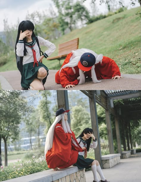 Inuyasha And Kagome Cosplay, Kagome Cosplay, Inuyasha Memes, Inuyasha Funny, Inuyasha Cosplay, Inuyasha Fan Art, Duo Costumes, Kagome And Inuyasha, Chibi Characters