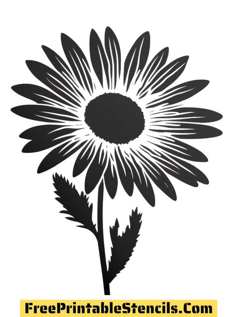 Sunflower Stencil Templates, Free Printable Sunflower Template, Sunflower Stencil Printable, Free Sun Flower Template, Cricut Sunflowers Templates, Sunflower Stencil, Free Stencils Printables, Stencil Projects, Stencils Printables