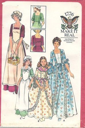 Dolly Madison, Butterick Patterns Vintage, Colonial Dress, 18th Century Costume, Costume Sewing Patterns, Sewing Patterns Girls, Butterick Pattern, Costume Patterns, Butterick Sewing Pattern