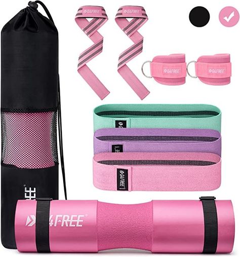 9Pcs Barbell Pad Set for Squat Hip Thrusts Cover 2 Gym Ankle Safety Straps, 3 Hip Resistance Bands 2 Lifting Strap Barbell Pad Carry Bag https://amzn.to/3VY5L1g Hip Thrust Pad, Weight Lifting Straps, Barbell Pad, Hip Thrusts, Barbell Squat, Lifting Straps, Gym Accessories, Gym Essentials, Hip Thrust