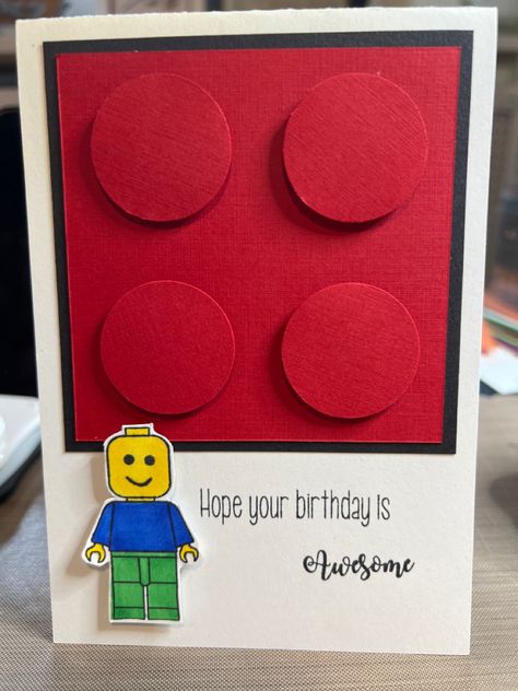 Lego Birthday Card Diy, Lego Birthday Cards Handmade, Lego Cards Handmade, Lego Birthday Cards, Lego Card, Harry Potter Cards, Good Luck Cards, Lego Birthday, Birthday Cards For Friends