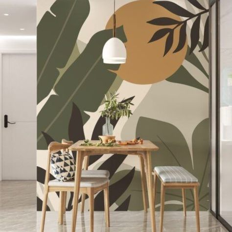 Wall Mural Design Ideas, Living Hall Wall Painting Ideas, Wall Mural Ideas, Silk Painting Techniques, Wall Murals Diy, Interior Murals, Boho Painting, 3d Wall Murals, Bedroom Murals