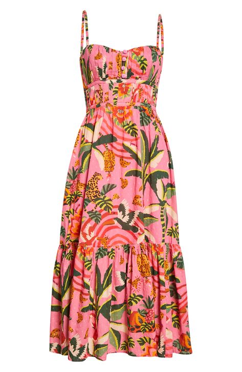 FARM Rio Leopard Forest Cotton Sundress available at #Nordstrom Looks Farm Rio, Toothpaste Kisses, Garden Dresses, Farm Dress, Cotton Sundress, Looks Party, Cotton Midi Dress, Farm Rio, Flora And Fauna