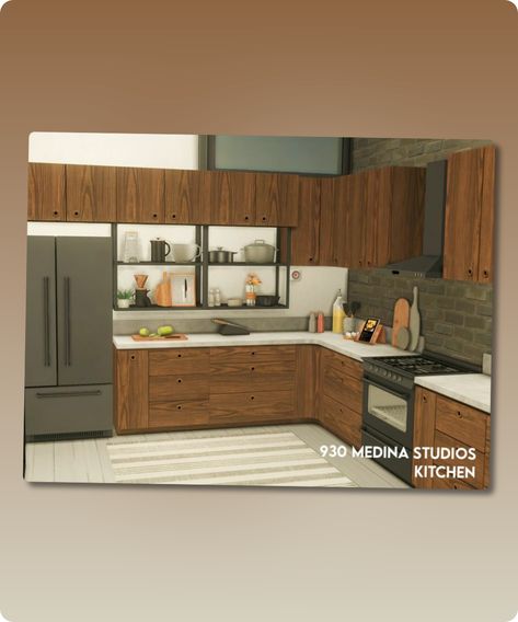 Sims 4 Kitchen CC: 930 Medina Studios     Kitchen  TSR Only CC  By Xogerardine Sims 4 Kitchen, Hall House, Mod Jacket, Sims 4 Cc Download, Sims 4 Studio, Kitchen Studio, Tools And Toys, Studio Kitchen, Toddler Tops