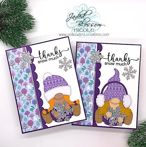 Gnome Dies, Winter Banner, Jaded Blossom, Girl Gnome, Monthly Challenge, New Home Cards, Hello Winter, Anything Goes, Fall Halloween Decor