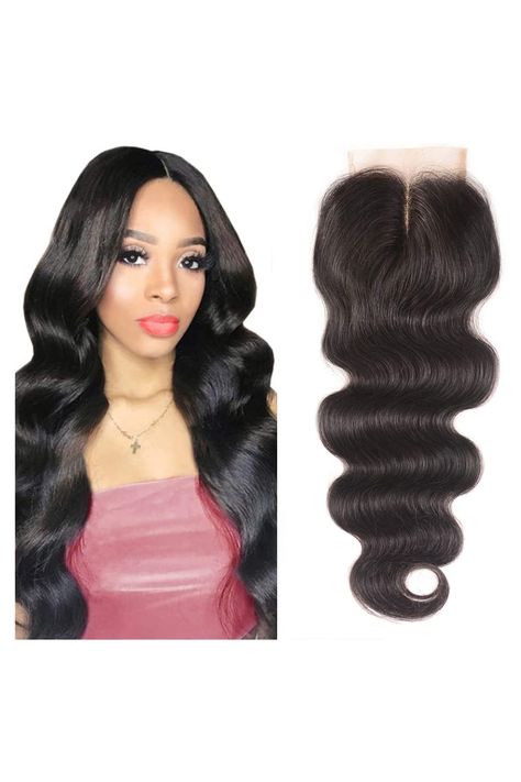 Body Wave Middle Part, Black Brazilian, Brazilian Body Wave, Hair Closure, Middle Parts, Middle Part, Brazilian Virgin Hair, Hair Natural, Straight Human Hair