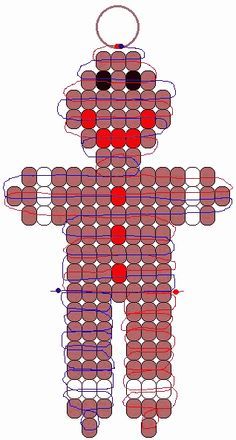 This gingerbread cookie/man is pretty easy to make. It's complicated, but it's not that hard Bead Mosaic, Pony Bead Animals, Pony Bead Projects, Pony Bead Crafts, Beading For Kids, Seed Bead Crafts, Beads Craft Jewelry, Holiday Beading, Pony Bead Patterns