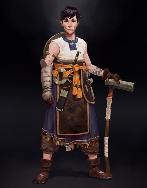 Blacksmith Apprentice, Journey Character, The Wilderness, Magic The Gathering, The Gathering, Blacksmithing, Concept Art, Character Art, Zelda