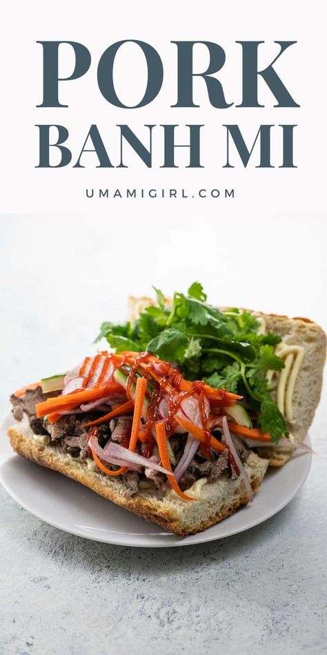 Our version of pork banh mi is made with pork tenderloin for a quick, easy, and truly delicious take on the Vietnamese street food classic. It's equally weeknight-friendly and party-worthy. Pork Banh Mi, Pork Tenderloin Oven, Vietnamese Street Food, Meat Delivery, Asian Dinners, Roasted Pork Tenderloins, Pork Dinner, Pork Meat, Pork Tenderloin Recipes