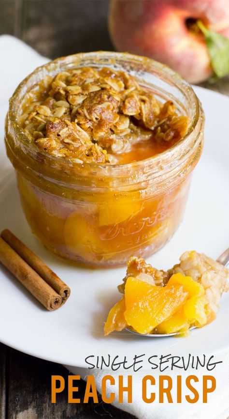 Easy Single Serve Desserts, Single Serve Meals, Recipe For 1, Small Batch Baking, Cake Mug, Peach Crisp, Single Serve Desserts, Single Serving Recipes, Peach Desserts