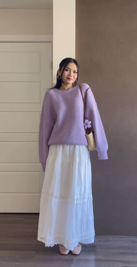 Married Outfits, Purple Sweater Outfit, Cosy Outfits, Modest Aesthetic, Appropriate Outfits, Modest Winter Outfits, Wardrobe Aesthetic, Modest Girly Outfits, Fashion 2025