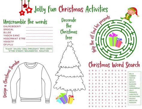 Xmas Games For Kids Free Printables, Christmas Placemats Printable, Free Printable Christmas Placemats, Placemats Printable, Christmas Paper Activities, Christmas Placemats Kids, Christmas Activity Sheets For Kids, Christmas Placemat, Christmas Activity Sheets