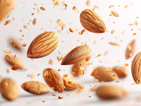 Photography of ALMONDS falling from the sky, hyperpop colour scheme. glossy, white background. Set of delicious almonds stock image Chocolate Poster, Falling Skies, Graphic Design Elements, Raw Almonds, Falling From The Sky, Colour Scheme, Graphic Image, Glossy White, The Sky