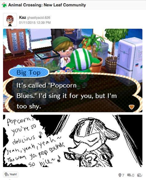 Animal Crossing New Leaf, Big Top, New Leaf, Animal Crossing, Popcorn, Singing, Animals