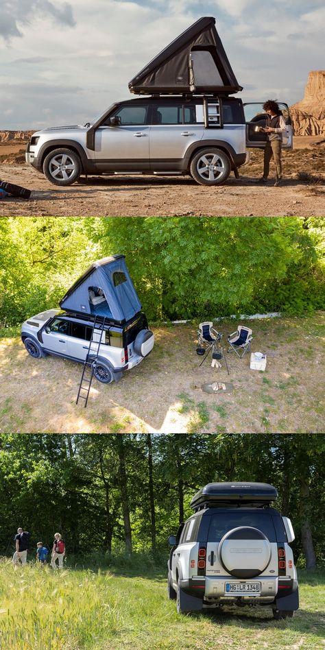 2020 Land Rover Defender Gets A Rugged Roof Tent. Outdoor enthusiasts will love this new Land Rover Defender accessory. Defender Roof Tent, Range Rover Camping, Land Rover Defender 110 Accessories, Land Rover Defender 110 Camper, New Defender 110, Land Rover Defender Pickup, Land Rover Defender Camping, Defender Camping, New Land Rover Defender