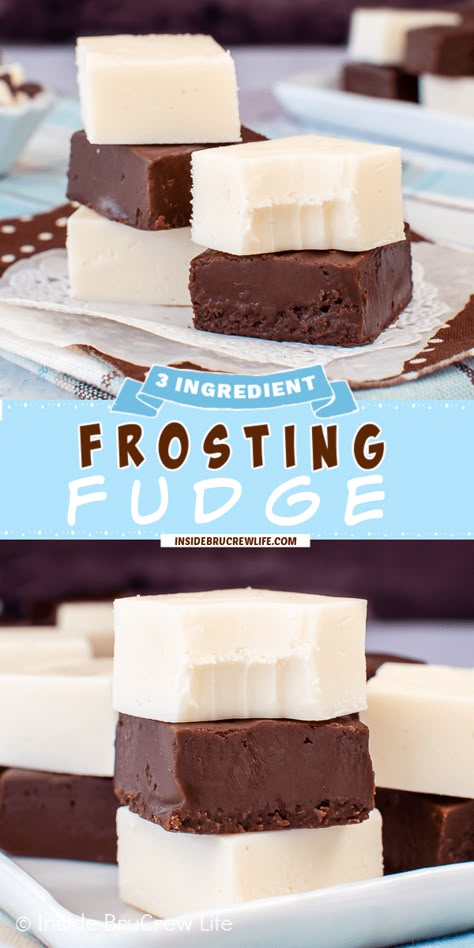 This easy Frosting Fudge is the perfect dessert for any occasion. With only three ingredients, this chocolate fudge is simple to make and tastes delicious. Frosting Fudge, Fantastic Fudge, Marshmallow Fudge, Cookies And Cream Fudge, Easy Icing, Easy Frosting, Chocolate Fudge Frosting, Fudge Recipes Easy, Fudge Frosting