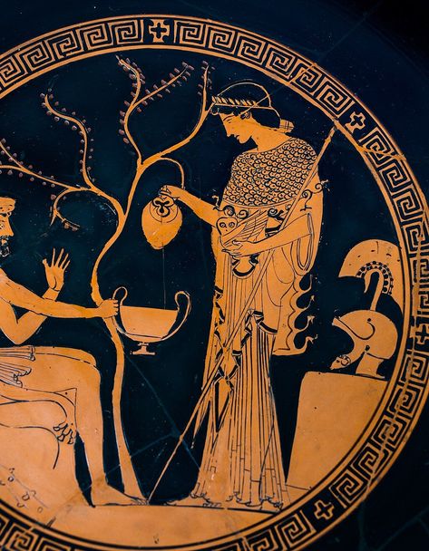 Peleus And Thetis, Tree Line Drawing, Bay Laurel Tree, Ancient Olympic Games, Goddess Athena, Greek Pottery, Greek Vases, Sacred Tree, Athena Goddess