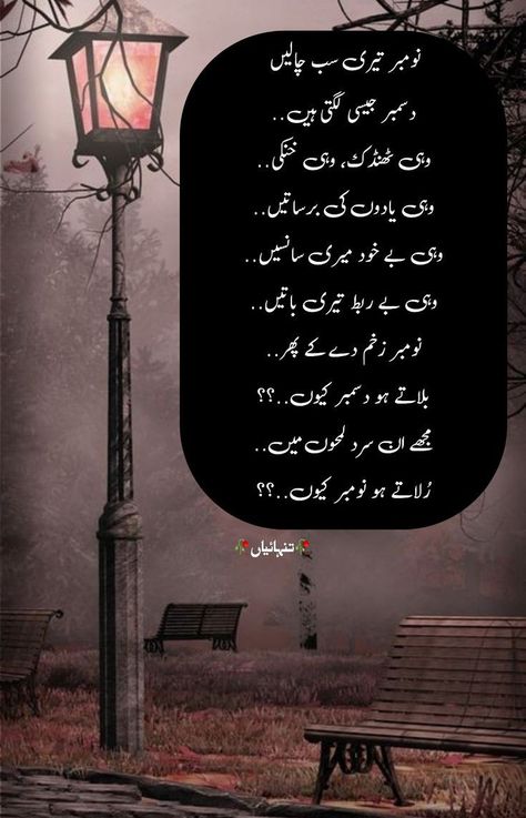 Winter Poetry In Urdu, December Shayari Urdu, December Poetry In Urdu, November Poetry, December Poetry, Jumma Mubarak Messages, Wp Status, Winter Poetry, Namal Novel