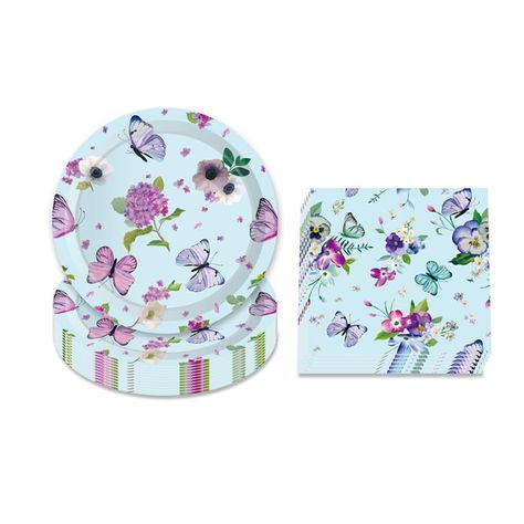 PRICES MAY VARY. Butterfly Themed Party Tableware Serves 24: You Will Get Butterfly Themed Party Tableware Set 24 pcs 7'' Butterfly Party plates and 40pcs Butterfly Party napkins, perfect party decoration, bring a fun touch to your kids' birthday decor. High Quality: We have strict quality control, Butterfly Party Paper Plates made of strong durable food grade paper material, high-quality Butterfly Theme Birthday Party napkins are soft and highly absorbent,environmentally friendly and biodegrada Butterfly Theme Party Decoration, Frozen Birthday Decorations, Butterflies Party, Butterfly Birthday Party Decorations, Butterfly Theme Party, Birthday Plates, Butterfly Party Decorations, Spring Party Decorations, Mermaid Birthday Decorations