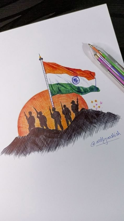 Independence Day Article, India Independence Day Drawing Easy, Independence Day Poster Drawing Ideas, Sketch For Independence Day, Indipandans Day Drawing Pencil, Indipendens Day Drawing, Independence Day Drawing Idea For Kids, Drawing For Independence Day India, Independence Day Chart Ideas