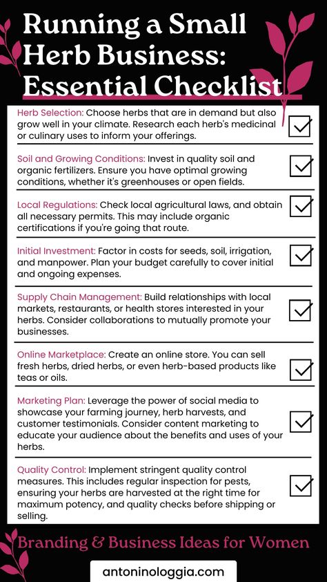 Essential Checklist for Women Running an Herb Business Herb Business, Ads Copywriting, Agriculture Business Plan, Herbal Business, Marketing Copy, Agriculture Business, Herb Shop, Herb Farm, Farm Business