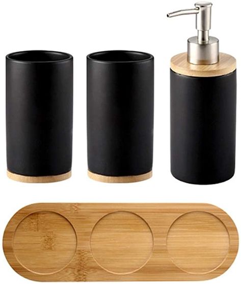 Toilet Accessories Set, Bamboo Bathroom Accessories, Bathroom Dispensers, Cleaning Supplies Organization, Bathroom Accessories Set, Shower Storage, Ceramic Bathroom, Soap Pump Dispenser, Bathroom Accessories Sets