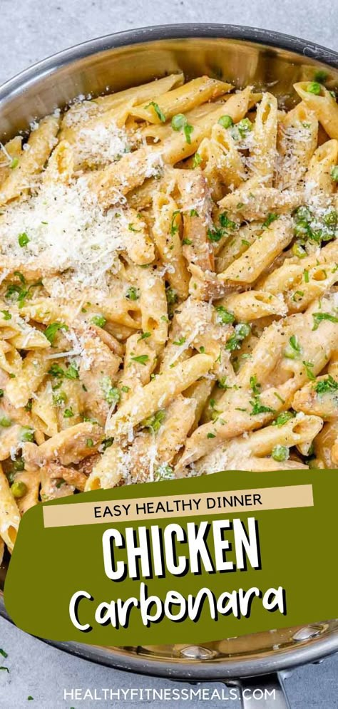 Paleo Chicken Pasta Recipes, Chicken Pasta Recipes Lactose Free, Carbonara Pasta Healthy, Keto Chicken Pasta, Non Dairy Chicken Pasta, Non Dairy Chicken Pasta Recipes, Healthy Chicken Carbonara Recipe, Dairy Free Creamy Chicken Pasta, Low Carb Chicken Pasta