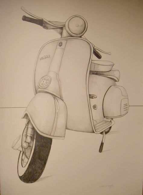 Vespa Illustration, Car Drawing Pencil, Motorcycle Drawing, Bike Sketch, Bike Drawing, Cool Car Drawings, Vespa Vintage, Vespa Scooters, Patent Art