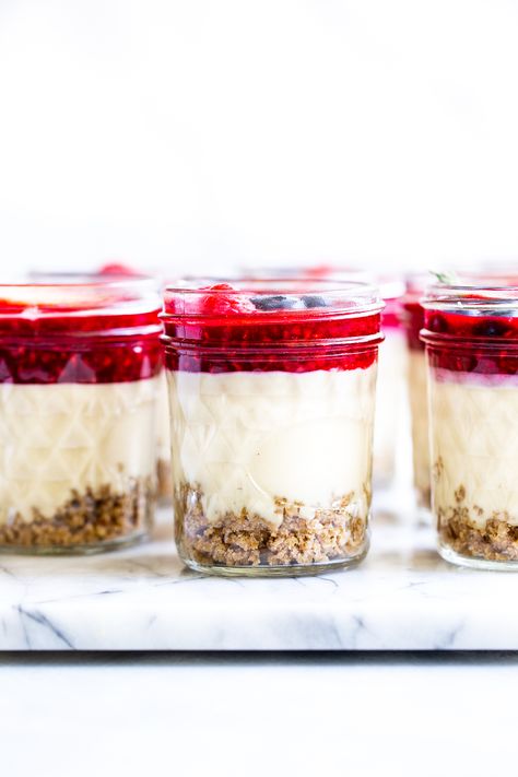 Paleo Cheesecake, Cheesecake Jars, Paleo Running Momma, Cheesecake In A Jar, Paleo Sweets, Vegan Cheesecake, Small Food Processor, Bake Cheesecake, Paleo Treats