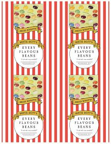 Swoon For Food: FREE downloadable label for Bertie Bott's Jelly Beans using Trader Joe's Gourmet Jelly Beans Harry Potter Bertie Botts Beans Diy, Every Flavor Beans Harry Potter, Harry Potter Jelly Beans Printable, Every Flavor Beans Printable, Harry Potter Loot Bags, Harry Potter Candy Printables, Harry Potter Candy Labels Free Printable, Harry Potter Diy Props, Bertie Botts Printable