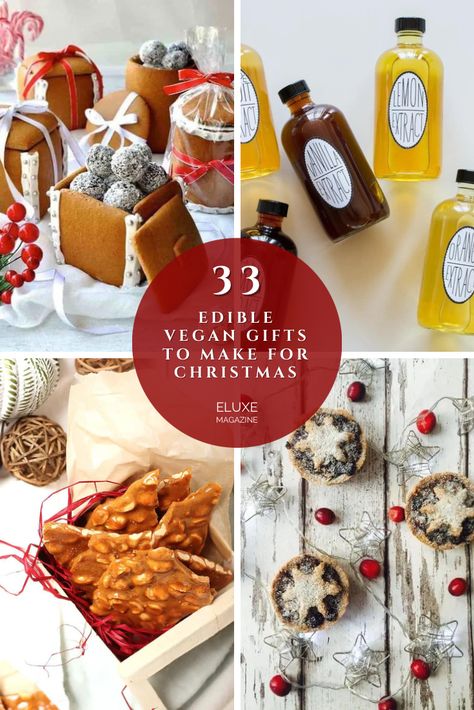 These 30+ edible vegan gifts are the ultimate in eco-friendly Christmas pressies! They’re cheap, and easy to make, too! Vegan Diy Gifts, Savory Food Gifts, Gifts To Make For Christmas, Vegan Food Gifts, Healthy Food Gifts, Vegan Gift Ideas, Vegan Christmas Gifts, Christmas Candy Gifts, Vegan Holiday Recipes