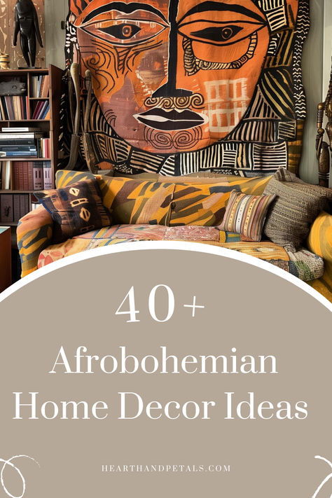 A cozy corner with a daybed adorned with colorful Afrobohemian cushions and a throw, showcasing 40+ ideas for Afrobohemian home decor. Globally Inspired Decor, Afro Bohemian Kitchen, Afro Glam Decor, African Aesthetic Decor, Afro Centric Apartments, Neo Afro Eclectic Decor, African Aesthetic Living Room, Afrohemian Decor Living Room, Earthy African Living Room