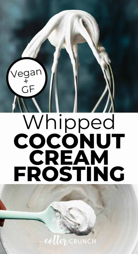 The frosting of your dreams! Vegan Whipped Coconut Cream Frosting is made with coconut cream and is silky smooth. Chocolate option! Vegan Frosting Recipe, Vegan Coconut Cream, Vegan Carrot Cake Cupcakes, Conscious Plant Kitchen, Coconut Milk Whipped Cream, Recipes With Coconut Cream, Coconut Cream Frosting, Whipped Coconut Cream, Dairy Free Frosting