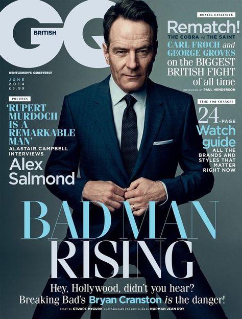 GQ June edition: Sharp-dressed England might feature in the mag, but Breaking Bad star Bryan Cranston takes the cover Norman Jean Roy, Magazine Design Cover, Barney Fife, Rupert Murdoch, England Players, Bryan Cranston, Gq Magazine, I Love Lucy, Six Feet Under