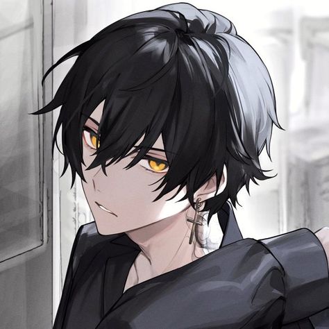 Shayne Orok, Black Hair Yellow Eyes, Anime Black Hair, Dark Anime Guys, Anime Shadow, Yellow Eyes, Character Design Male, Anime Eyes, Anime Drawings Boy