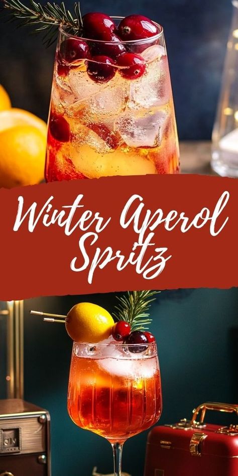 Bring some warmth to your winter evenings with this cozy twist on the classic Winter Aperol Spritz! 🍹❄️ With a splash of Aperol and seasonal flavors, this cocktail is perfect for holiday gatherings, cozy nights by the fire, or just relaxing with friends. 🍊✨ Make your winter nights extra special with this refreshing and festive drink! #WinterCocktail #AperolSpritz #HolidayDrinks #WinterDrinks #FestiveCocktails #CocktailRecipe #WinterVibes #CozyNights #CheersToThat Aperol Champagne Cocktail, Aperol Christmas Cocktail, Drinks With Aperol, Holiday Aperol Spritz, Christmas Aperol Spritz, Aperol Cocktail Recipes, Winter Aperol Spritz, Winter Spritz, Holiday Spritz