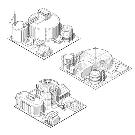 Concepts building for mobile games on Behance Isometric Sketch, Scifi Building, Sci Fi Building, Isometric Map, Sci Fi Games, Sci Fi Environment, Building Concept, Isometric Illustration, Terraria