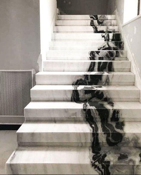 White Marble Stairs, Staircase Marble, Panda White Marble, Stairs Stone, Stair Runner Ideas, Stairs Tiles Design, Staircase Interior, Staircase Interior Design, Stair Makeover