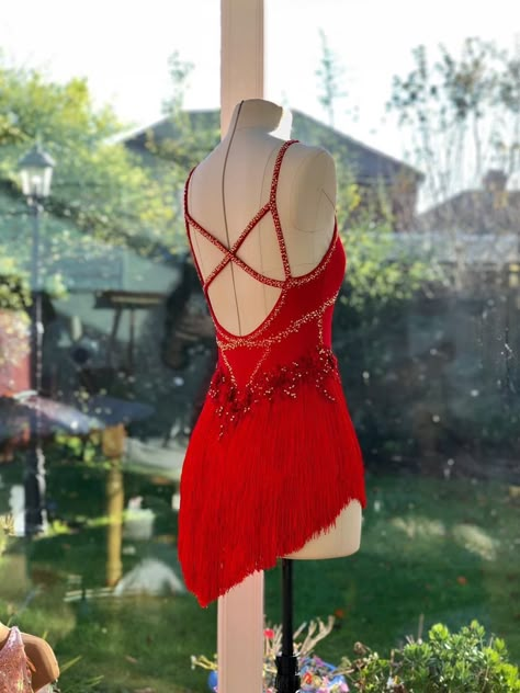 Red Jazz Dance Costumes, Red Contemporary Dance Costume, Red Jazz Costume, Red Lyrical Dance Costumes, Christmas Dance Dresses, Lyrical Dance Costumes Dresses, Red Dance Costumes, Winter Dance Dresses, Modern Dance Costume