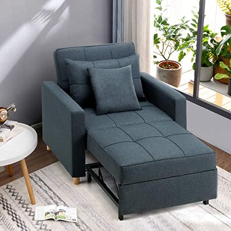 AmazonSmile: Esright Convertible Chair Bed 3-in-1, Sleeper Chair Bed, Multi-Functional Adjustable Recliner, Sofa, Bed, Single Bed Chair with Modern Linen Fabric, Navy: Kitchen & Dining Single Sofa Bed Chair, Sleeper Chair Bed, Convertible Chair, Multi Functional Sofa, Futon Chair, Bed Single, Single Sofa Bed, Armchair Bed, Pull Out Sofa Bed