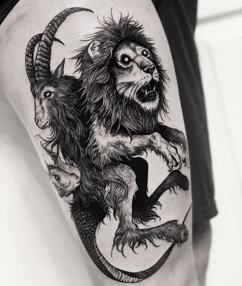 Chimera Tattoo, Tattoo Types, Darkness And Light, Black Tattoo, Black Veil, Black Tattoos, Insta Art, Art Day, Cool Tattoos