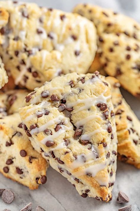 Chocolate Chip Scones - The Stay At Home Chef Weekly Baked Goods, Best Chocolate Chip Scones, Scones Recipe Chocolate Chip, Coffee Scones Recipe, Scones With Heavy Cream, Moist Scones Recipe, Choc Chip Scones, Best Scones Recipe Ever, Scones Chocolate Chip