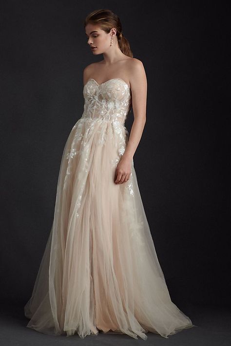 Dresses For Broad Shoulders, Isn't It Romantic, Wtoo By Watters, Wedding Dress Types, Bhldn Wedding, By Watters, Tulle Wedding Gown, Bright Dress, Wedding Silhouette