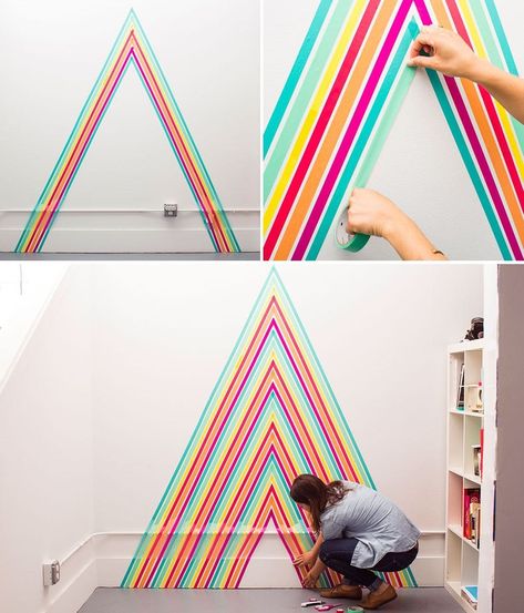 How to DIY Temporary Wallpaper Using Washi Tape Washi Tape Wallpaper, Renters Diy, Bedroom Door Decorations, Washi Tape Wall, Tape Wall Art, Renters Decorating, Tape Wall, Apartment Wall Decor, Diy Wand